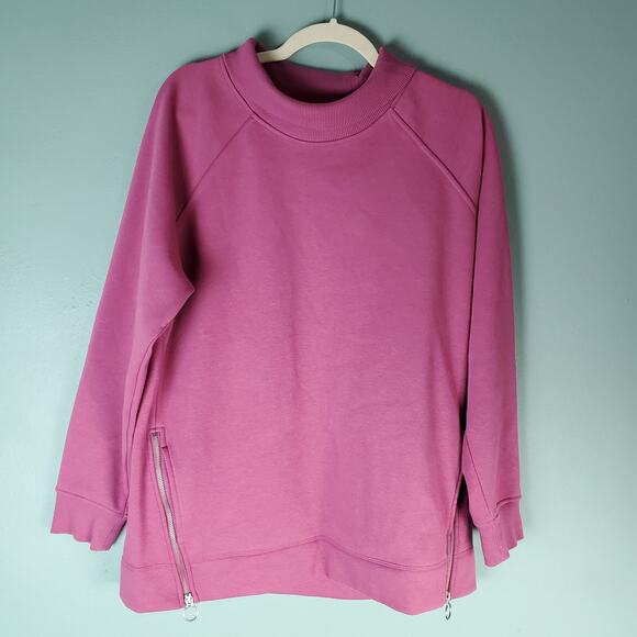 Athleta Womens Victorian Berry Cozy Karma Side Zip Funnel Neck Size Large - Picture 1 of 6